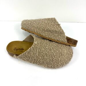 NEW Seychelles New Routine Mules Clogs Taupe Synthetic Shearling Fur Women’s 10